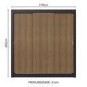 Ver mais imagens de Guarda-roupa Casal 3 Portas de Correr Preto/rustic Sublime Madesa Preto/rustic
