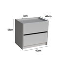 Ver imagem 3 de Mesa de Cabeceira 2 Gavetas 600 X 550 X 400 Beton Matt - Kolla Mobilia