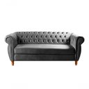 Ver imagem 1 de Sofá Nobreza 3 Lugares Fixo 203cm Cinza Veludo Bella Decor Clássico