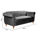 Ver imagem 2 de Sofá Nobreza 3 Lugares Fixo 203cm Cinza Veludo Bella Decor Clássico