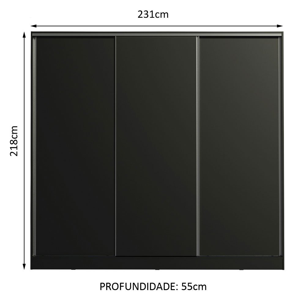 Guarda Roupa Casal 100% Mdf Madesa Royale 3 Portas de Correr - 5