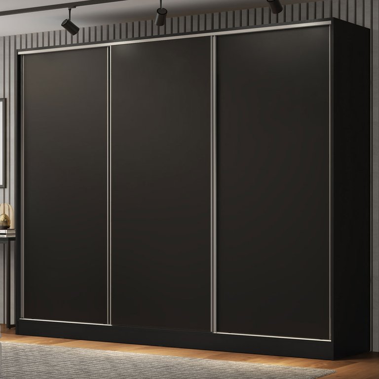 Guarda Roupa Casal 100% Mdf Madesa Royale 3 Portas de Correr