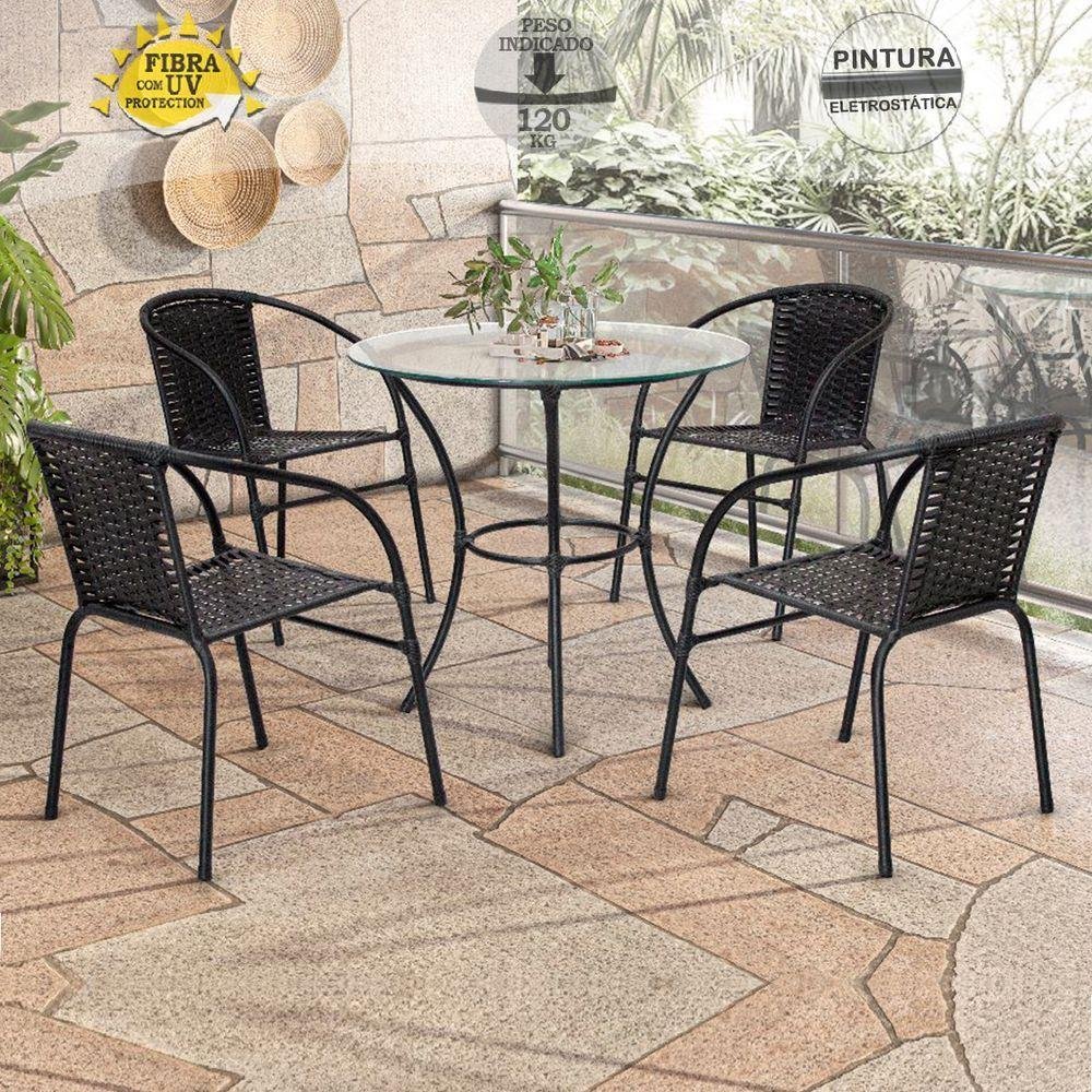 Conjunto 4 Cadeiras e Mesa com Tampo Happy Hour Edícula Área Lazer - 7