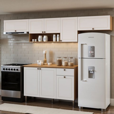 Armário de Cozinha Modulada 2,6m 5 Peças Essencia Frise Genialflex