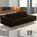 Ver imagem 1 de Sofá Ilha Modulado Milos 252cm Puff Lateral Veludo Marrom G33 - Gran Belo
