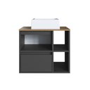 Ver imagem 2 de Gabinete para Banheiro Suspenso Prodecor Bh8005 Marrom e Grafite com Cuba Branca 1 Gaveta e Nichos