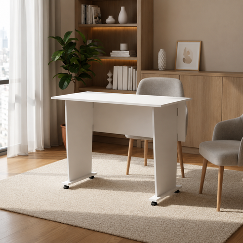 Escrivaninha Dobrável para Home Office com Rodízios ME4117 Branco - Tecno Mobili