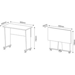 Mesa Escrivaninha Dobrável com Rodízio Cor Branca Me4117 Tecno Mobili - 2
