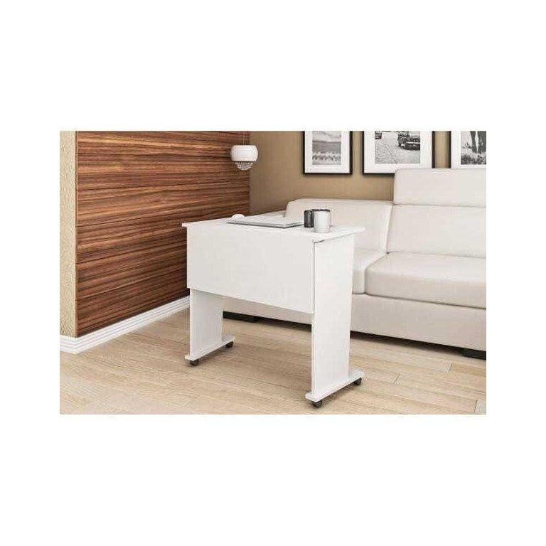 Mesa Escrivaninha Dobrável com Rodízio Cor Branca Me4117 Tecno Mobili
