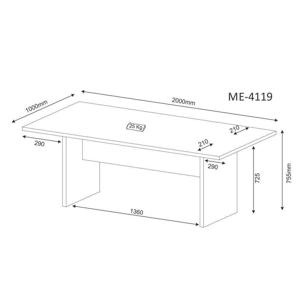 Mesa para Escritório de Reunião 2,00x1,00mcor Branco Me4119 Tecno Mobili - 3