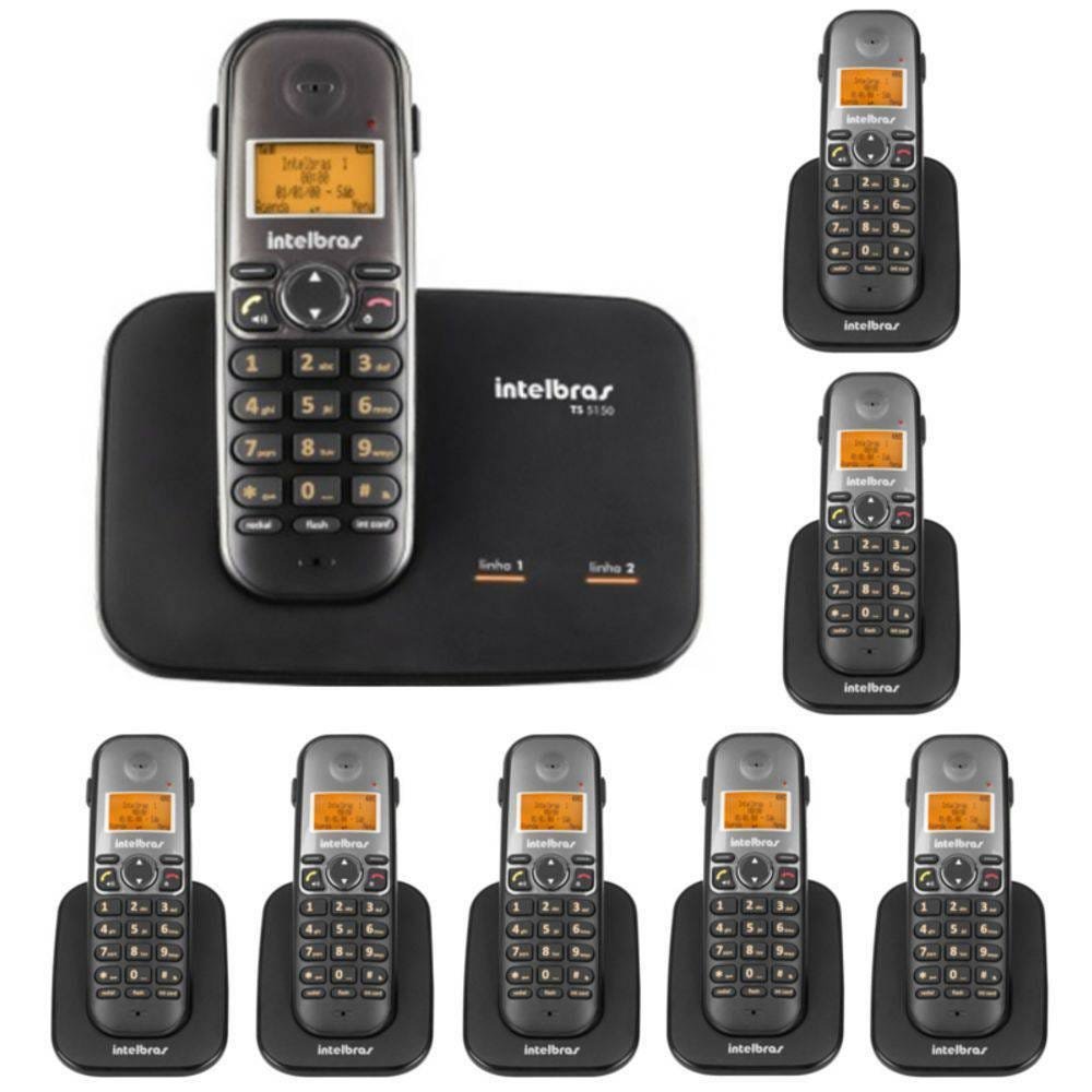 Kit Telefone sem Fio para 2 Linhas TS 5150 + 7 Ramal Intelbras - 1