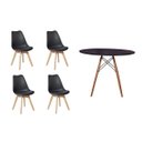Ver imagem 1 de Kit Mesa Jantar Eiffel 90cm Preta + 4 Cadeiras Leda - Preta