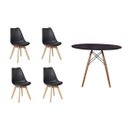 Ver imagem 1 de Kit Mesa Jantar Eiffel 80cm Preta + 4 Cadeiras Leda - Preta