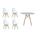 Ver imagem 1 de Kit Mesa Jantar Eiffel 90cm Branca + 4 Cadeiras Leda - Branca