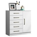 Ver imagem 1 de Comoda 5 Gavetas 1 Porta 91 Cm Milao Branco Armoveis