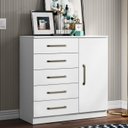 Ver imagem 2 de Comoda 5 Gavetas 1 Porta 91 Cm Milao Branco Armoveis
