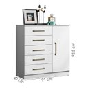 Ver imagem 3 de Comoda 5 Gavetas 1 Porta 91 Cm Milao Branco Armoveis