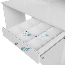 Escrivaninha Mesa Penteadeira Princesa com Espelho Branca Organizadora Quarto de Meninas - 7