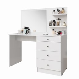 Escrivaninha Mesa Penteadeira Princesa com Espelho Branca Organizadora Quarto de Meninas - 2