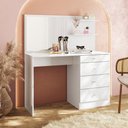 Ver imagem 1 de Escrivaninha Mesa Penteadeira Princesa com Espelho Branca Organizadora Quarto de Meninas