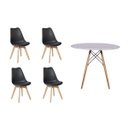 Ver imagem 1 de Kit Mesa Jantar Eiffel 90cm Branca + 4 Cadeiras Leda - Preta