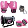 Kit Boxe Trad - Luva Bandagem Bucal Bolsa - 08 oz Rosa - 1