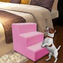Ver imagem 2 de Escada Escadinha Pet Cachorro 3 Degraus Rampa Suede Rosa