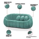 Ver imagem 3 de Sofá 2 Lugares com Puff e Poltrona Orgânica Fixa Cloud Bouclê E03 - D'Rossi Cor Azul Turquesa