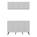 Ver imagem 5 de Kit Armário de Cozinha Aéreo e Balcão 4 Portas Retrô Multimóveis Mp2170 Branco/preto
