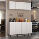 Ver imagem 2 de Kit Armário de Cozinha Aéreo e Balcão 4 Portas Retrô Multimóveis Mp2170 Branco/preto