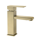 Ver imagem 1 de Torneira Misturador Monocomando Dourado Fosco Quadrado Baixo para Banheiro