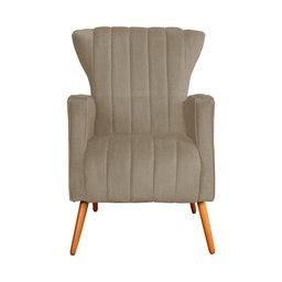 Poltrona Decorativa Melinda Pés Palito Tecido Suede Várias Cores - Qlare Estofados - Suede Capuccino - 4