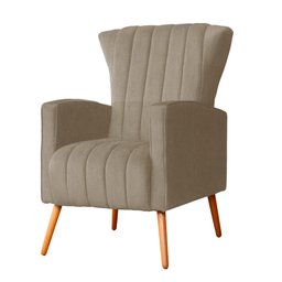 Poltrona Decorativa Melinda Pés Palito Tecido Suede Várias Cores - Qlare Estofados - Suede Capuccino - 5