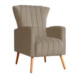 Poltrona Decorativa Melinda Pés Palito Tecido Suede Várias Cores - Qlare Estofados - Suede Capuccino - 1