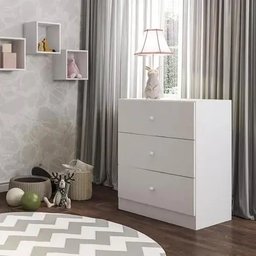 Cômoda 3 Gavetas Infantil Quarto de Bebe Louise Branco - 1