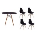Ver imagem 1 de Kit Mesa Jantar Eiffel 100cm Preta + 4 Cadeiras Charles Eames - Preta