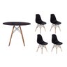 Kit Mesa Jantar Eiffel 100cm Preta + 4 Cadeiras Charles Eames - Preta - 1