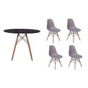 Ver imagem 1 de Kit Mesa Jantar Eiffel 100cm Preta + 4 Cadeiras Charles Eames - Cinza