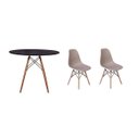 Ver imagem 1 de Kit Mesa Jantar Eiffel 100cm Preta + 2 Cadeiras Charles Eames - Nude