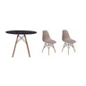 Kit Mesa Jantar Eiffel 100cm Preta + 2 Cadeiras Charles Eames - Nude - 1