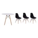 Ver imagem 1 de Kit Mesa Jantar Eiffel 100cm Branca + 3 Cadeiras Charles Eames - Preta