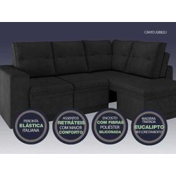 Sofá 4 Lugares Canto com Chaise Retrátil Jubileu Velosuede 2,16M (L) - 3 Sofá 4 Lugares Canto com Chaise Retrátil Jubileu Velosuede 2,16M (L) - 3