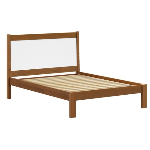Cama King em Madeira Maciça 112x214cm Modena Marrom/Amêndoa/Branco