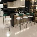 Ver imagem 2 de Banqueta Baixa Bar Cozinha Sala Jantar Milão L02 Facto Verde Musgo Linho Champagne - lyam decor