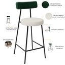 Ver imagem 3 de Banqueta Baixa Bar Cozinha Sala Jantar Milão L02 Facto Verde Musgo Linho Champagne - lyam decor
