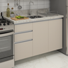 Balcão Pia Cozinha Suspenso 120cm 2 Portas 3 Gavetas sem Tampo Bege e Branco - 4
