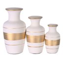 Ver imagem 1 de Trio Vasos Urnas Jad em Cerâmica Fosca Decorativas - Nude Golden