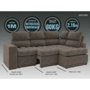 Ver imagem 4 de Sofá 4 Lugares Canto com Chaise Retrátil Miró Velosuede 2,16M (L)