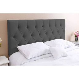 Cabeceira Casal Para Cama Box Estofada Paris 1.40m Kasabela Suede Cinza Chumbo - 1 Cabeceira Casal Para Cama Box Estofada Paris 1.40m Kasabela Suede Cinza Chumbo - 1