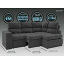 Ver imagem 4 de Sofá 4 Lugares Canto com Chaise Retrátil Miró Velosuede 2,16M (L)